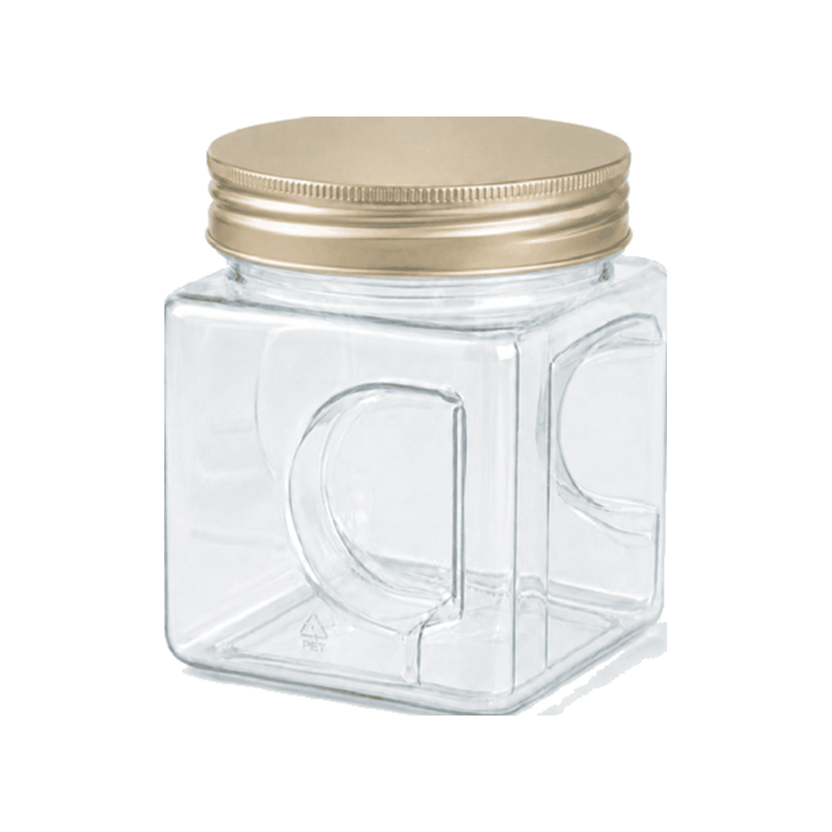 FL8597 610ml 85mm口PET食品罐｜金色金属旋盖方形凹面罐