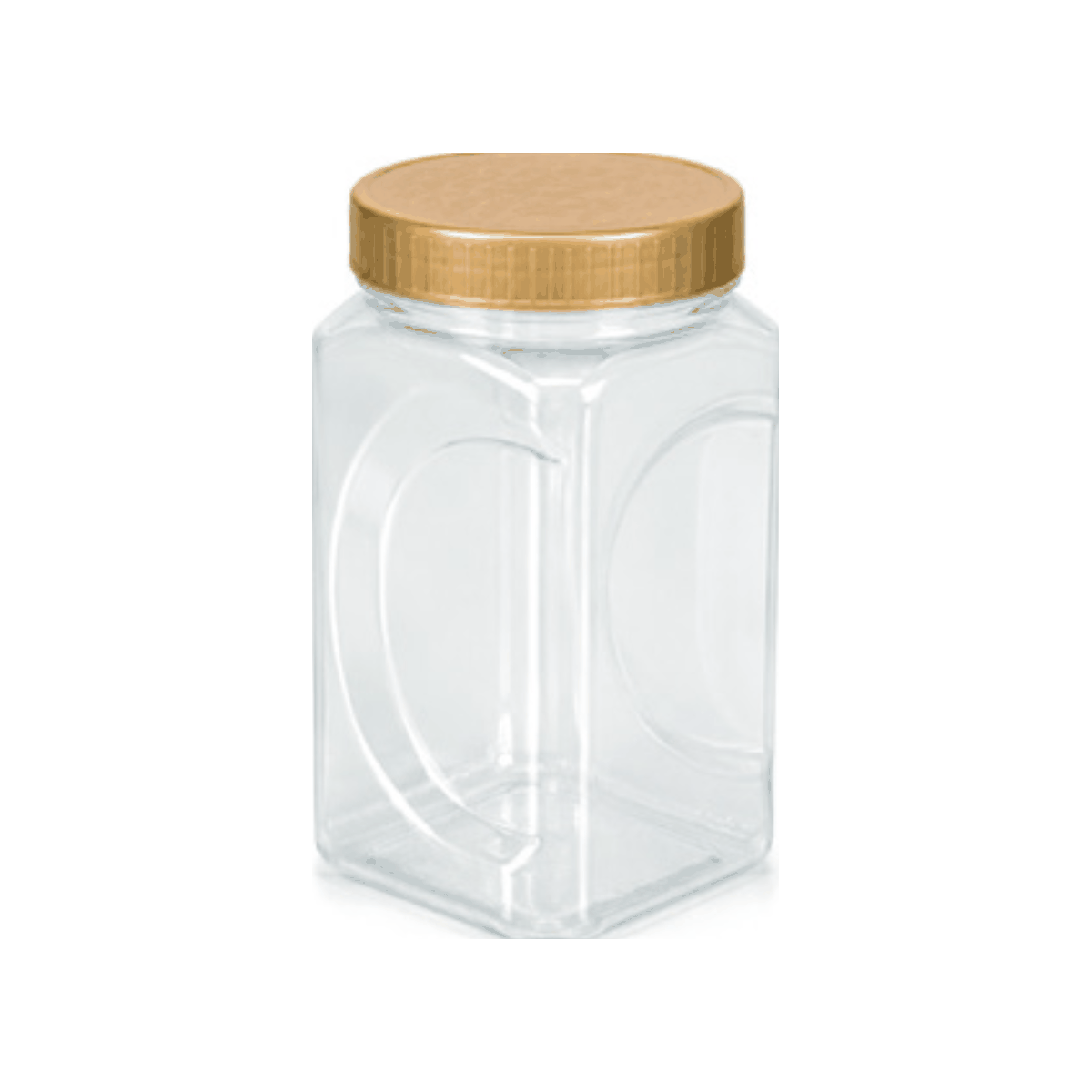 F90162 1160ml 90mm口PET食品罐｜金色塑料旋盖高方形凹面罐