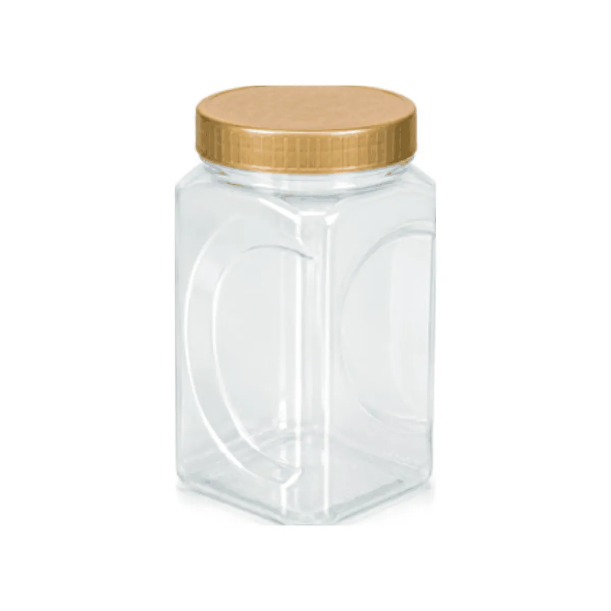 F90162 1160ml 90mm口PET食品罐｜金色塑料旋盖高方形凹面罐