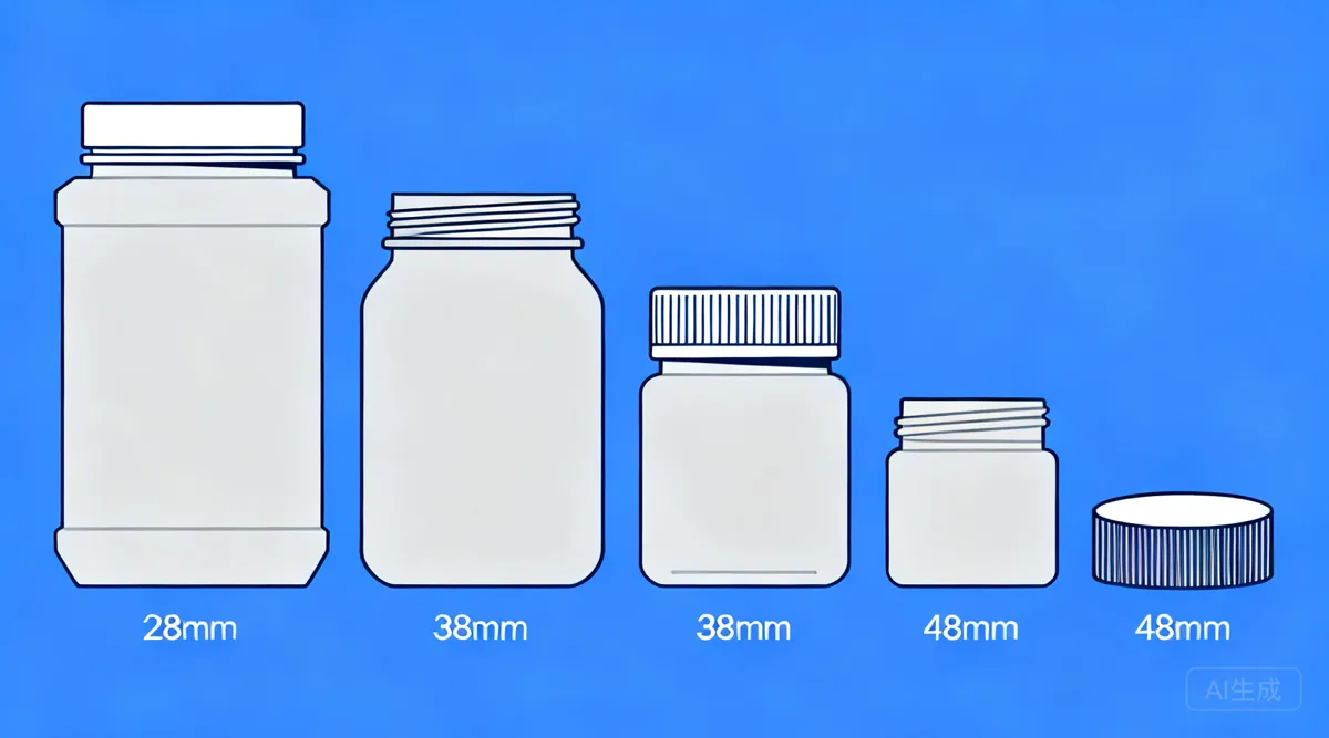 食品包装瓶瓶口规格怎么选？28mm、38mm、48mm、广口螺纹与盖型适配 FAQ——示意图1